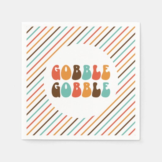 Dankdag Retro Gobble Gobble Servet (Voorkant)