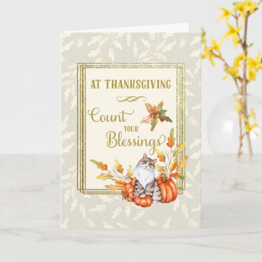 Dankdag Tel Uw Zegeningen Kat Kaart (Gele Bloem)