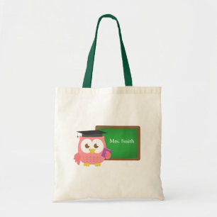 Dankdag voor Leraren, Roze Uil Tote Bag