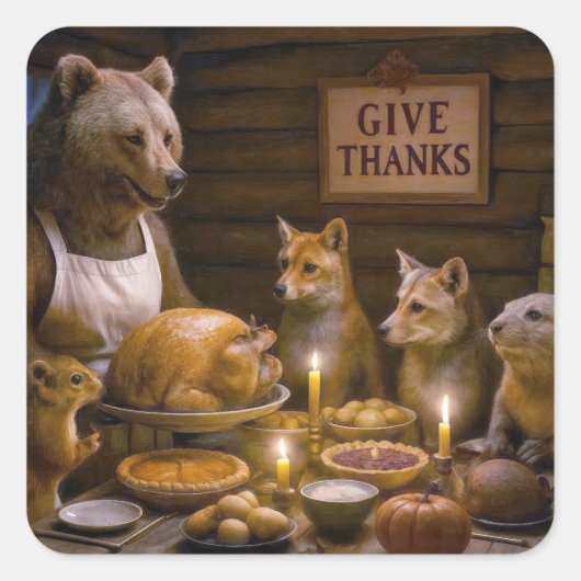 Dankdag Wilde Eend Diner Vierkante Sticker (Voorkant)