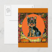 Dankdag Yorkie Poo Feestdagenkaart (Voorkant / Achterkant)