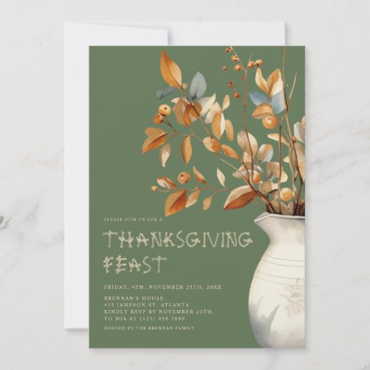 Dankdagdiner Herfst Olijfgroene Vriendendag Kaart (Voorkant)