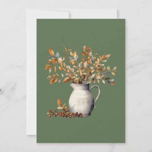 Dankdagdiner Herfst Olijfgroene Vriendendag Kaart (Achterkant)