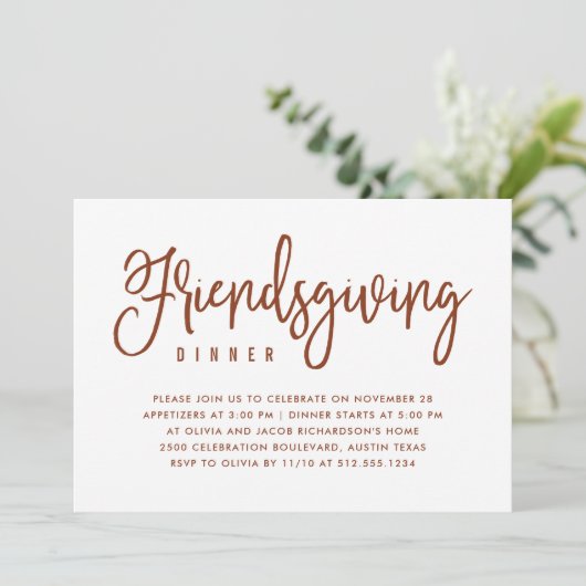 Dankdagdiner | Wit met herfstbladeren Kaart (Staand voorkant)