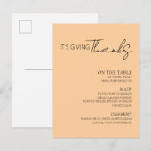 Dankdagmenu Uitnodiging Briefkaart (Voorkant / Achterkant)