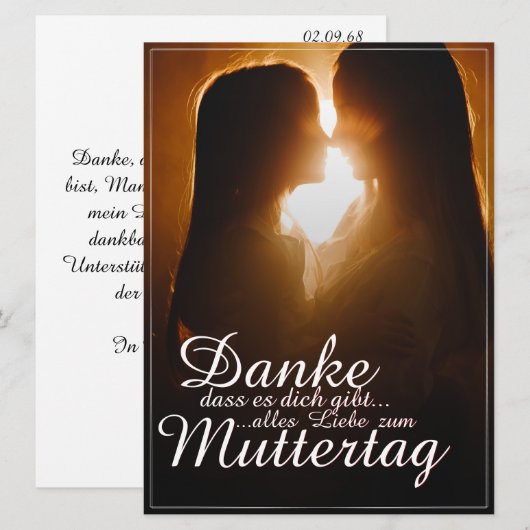 Danke, dass es dich gibt - Muttertag (Voorkant / Achterkant)