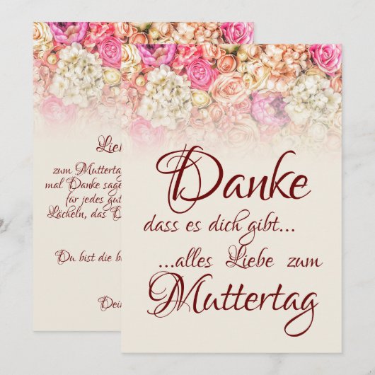 Danke, dass es dich gibt - Muttertag (Voorkant / Achterkant)