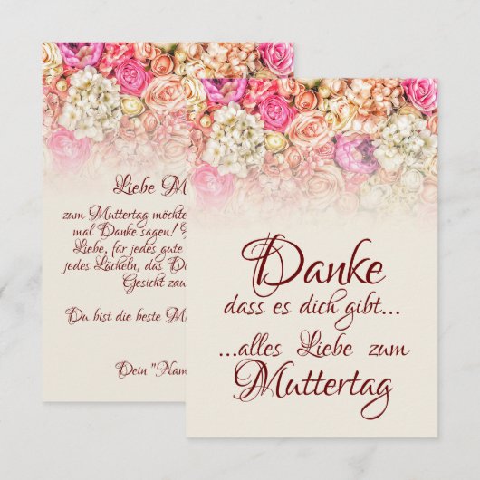 Danke, dass es dich gibt - Muttertag (Voorkant / Achterkant)