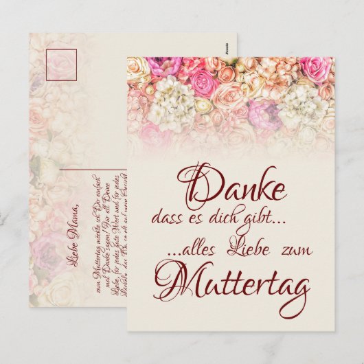 Danke, dass es dich gibt - Muttertag Feestdagenkaart (Voorkant / Achterkant)