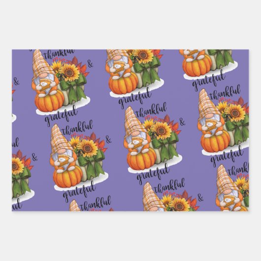 Dankelijke en dankbare set van drie papierbladen inpakpapier vel (Voorkant)