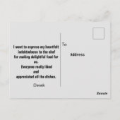 Danken aan chef Postcard Briefkaart (Achterkant)