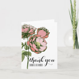 Danken de Bloeiende Rozen van het roze en van het Bedankkaart