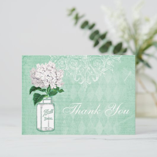 Danken de de Sjofele Elegante Kruik & Hydrangea Bedankkaart (Staand voorkant)