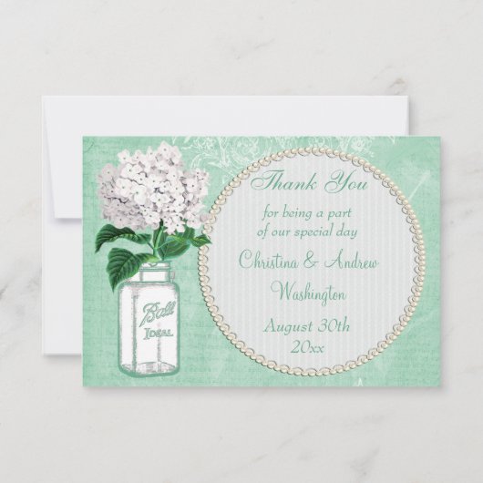 Danken de de Sjofele Elegante Kruik & Hydrangea Bedankkaart (Achterkant)