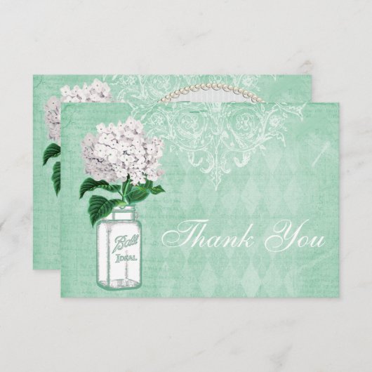 Danken de de Sjofele Elegante Kruik & Hydrangea Bedankkaart (Voorkant / Achterkant)