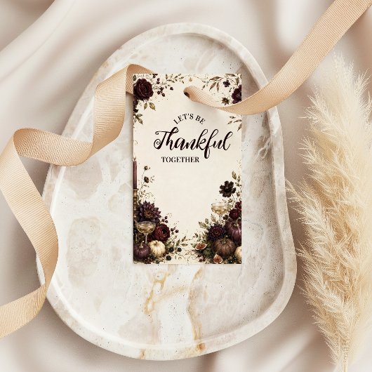 Dankere Thanksgiving-diner bij kaarslicht Cadeaulabel