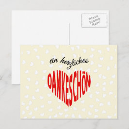 Dankeschon rood hart bedankt briefkaart