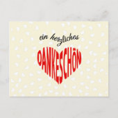 Dankeschon rood hart bedankt briefkaart (Voorkant)