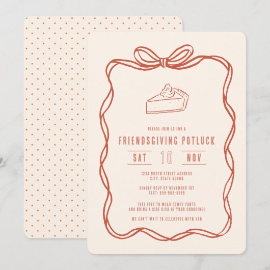 Danket-diner Potluck-diner Coquette Boogtaart Kaart (Voorkant / Achterkant)