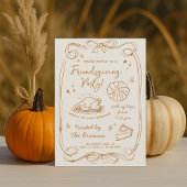 Danket-dinerfeest Handgetekende Tekening Herfst Kaart