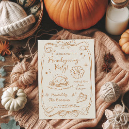 Danket-dinerfeest Handgetekende Tekening Herfst Kaart