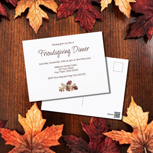Danketentoonstelling Kerstmaal Herfstbladeren Briefkaart