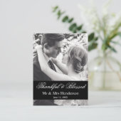 Dankful & Blessed Script Photo Weddenschap Harteli Briefkaart (Staand voorkant)