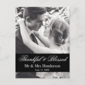 Dankful & Blessed Script Photo Weddenschap Harteli Briefkaart (Voorkant)
