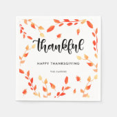 Dankful Calligraphy Fall Leaves Foliage Elegant Servet (Voorkant)