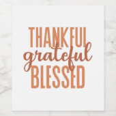 DANKFUL, dankbaar, BLESSED Wijn Etiket (Enkel label)
