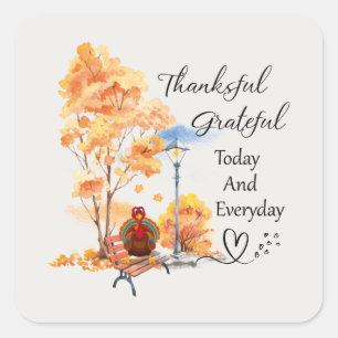 Dankful Grateful Blessed alledaagse Herfst Vierkante Sticker