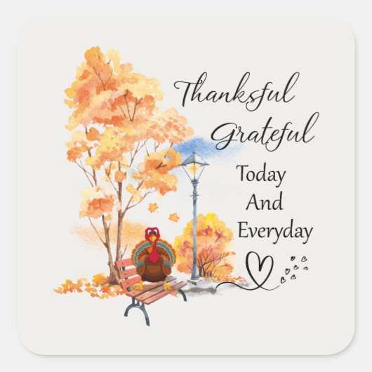 Dankful Grateful Blessed alledaagse Herfst Vierkante Sticker (Voorkant)