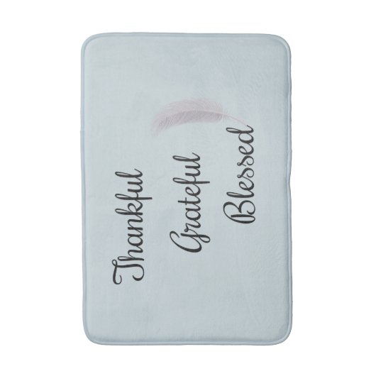 Dankful Grateful Blessed Angel Feather Dusty Blue Badmat (Voorkant Verticaal)