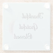 Dankful Grateful Blessed Angel Feather Dusty Blue Glazen Onderzetter (Achterkant)