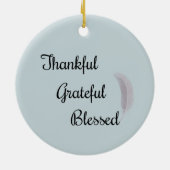 Dankful Grateful Blessed Angel Feather Dusty Blue Keramisch Ornament (Achterkant)