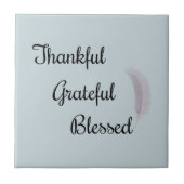 Dankful Grateful Blessed Angel Feather Dusty Blue Tegeltje (Voorkant)