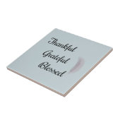 Dankful Grateful Blessed Angel Feather Dusty Blue Tegeltje (Zijkant)