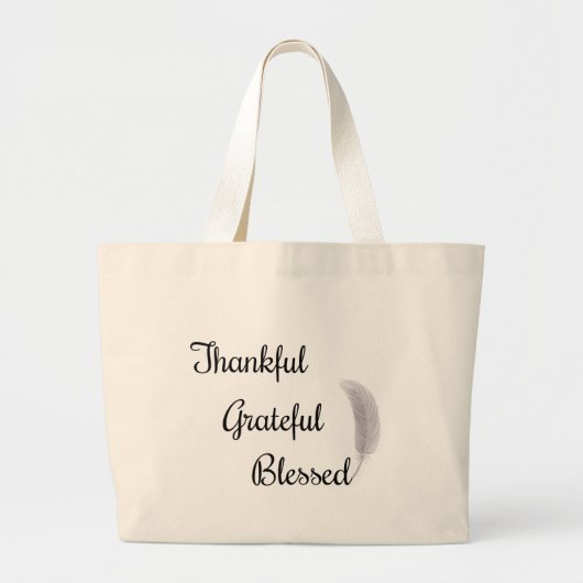 Dankful Grateful Blessed Angel Feather Grote Tote Bag (Voorkant)