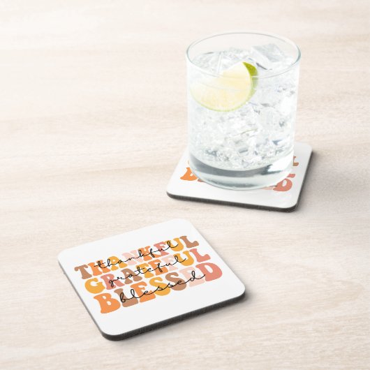 Dankful Grateful Blessed Bier Onderzetter (Rechterzijde)