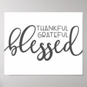 Dankful Grateful Blessed Black and white Poster (Voorkant)