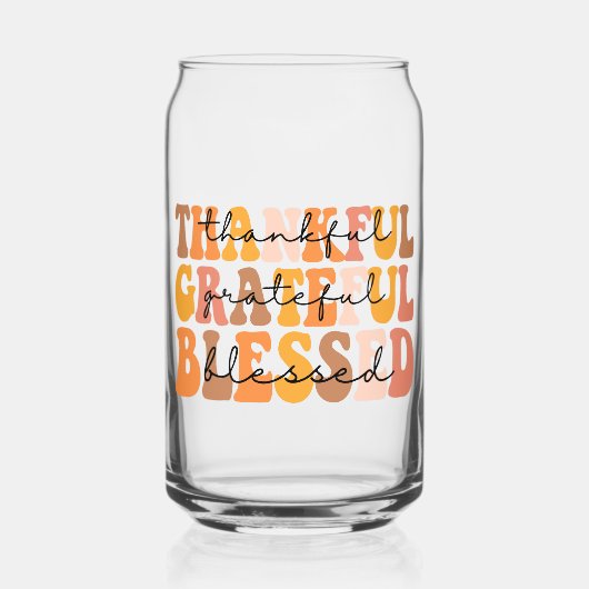 Dankful Grateful Blessed Blikvorm Glas (Voorkant)