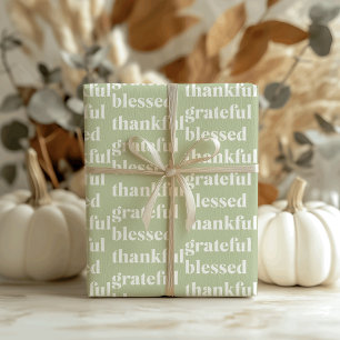 Dankful Grateful Blessed   Citaat Thanksgiving Cadeaupapier