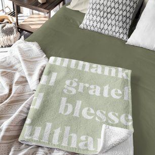 Dankful Grateful Blessed Citaat Thanksgiving Fleece Deken