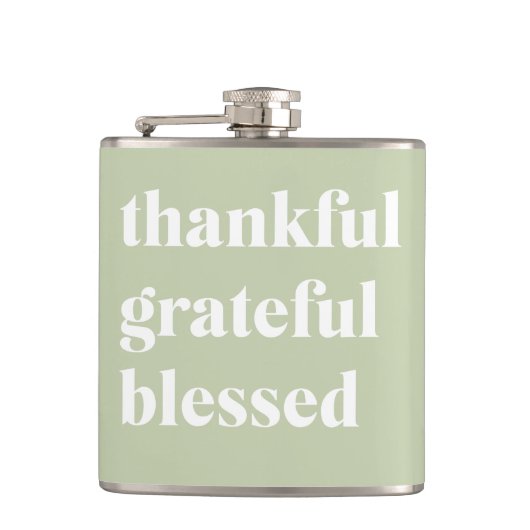 Dankful Grateful Blessed | Citaat Thanksgiving Heupfles (Voorkant)