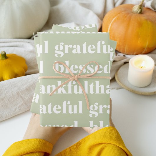 Dankful Grateful Blessed | Citaat Thanksgiving Inpakpapier Vel