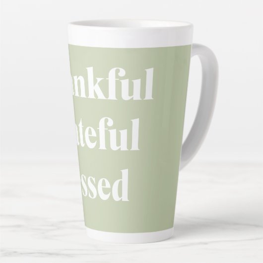 Dankful Grateful Blessed | Citaat Thanksgiving Latte Mok (Rechterhoek)