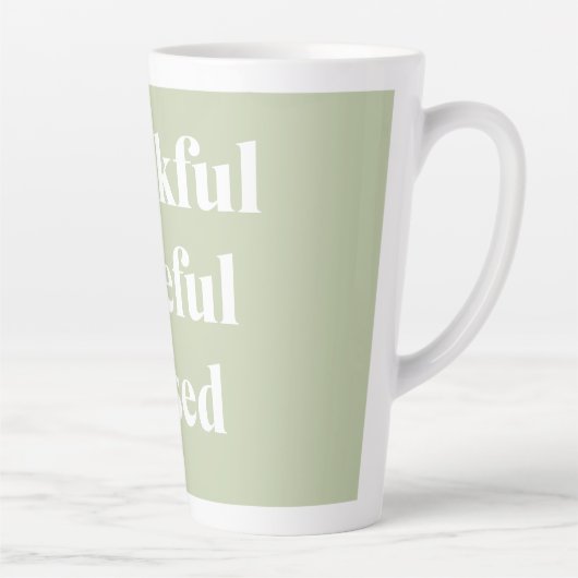 Dankful Grateful Blessed | Citaat Thanksgiving Latte Mok (Rechts)