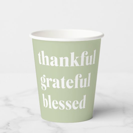 Dankful Grateful Blessed | Citaat Thanksgiving Papieren Bekers (Achterkant)