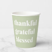 Dankful Grateful Blessed | Citaat Thanksgiving Papieren Bekers (Voorkant)