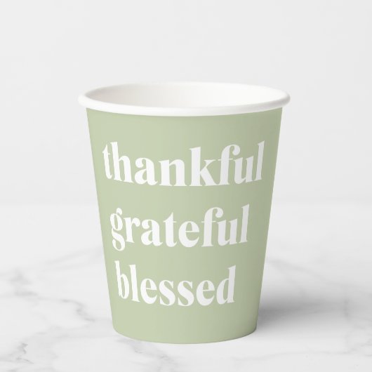 Dankful Grateful Blessed | Citaat Thanksgiving Papieren Bekers (Voorkant)